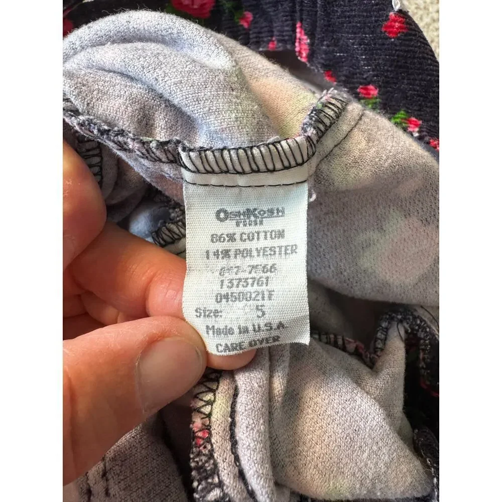 OshKosh B'gosh Girls Corduroy Overalls size 5, Vintage 90's